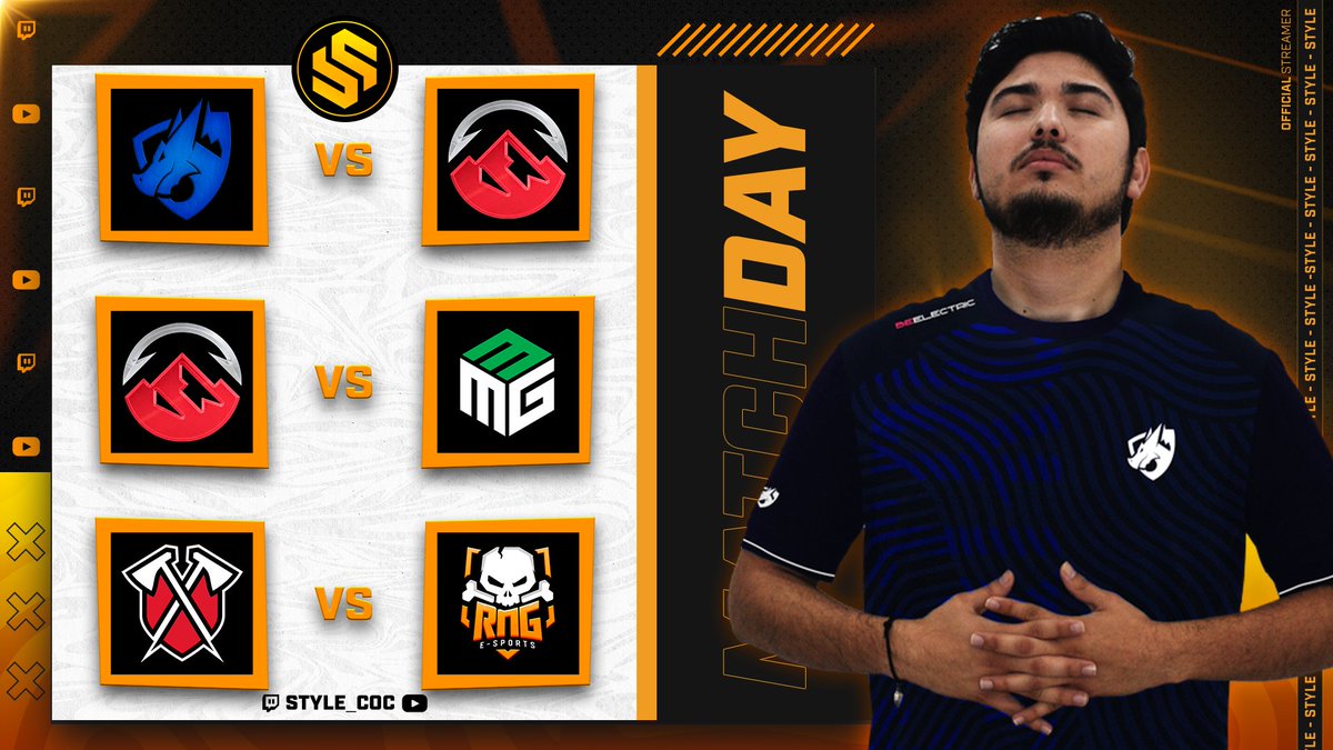🥳 LIVEEEEEEEEE!

Triple Guerraza para el Día de Hoy! 🥵

🏆 Savage Stars - EON League

✅ Team Elektros 🆚 ELEVATE
✅ ELEVATE 🆚 Millesime MG
✅ Tribe Gaming 🆚 RNG x Guerrilla

TODO el MUNDO para DENTRO! ❤

🟣 twitch.tv/style_coc
🔴 youtube.com/live/G_FQgGO2L…