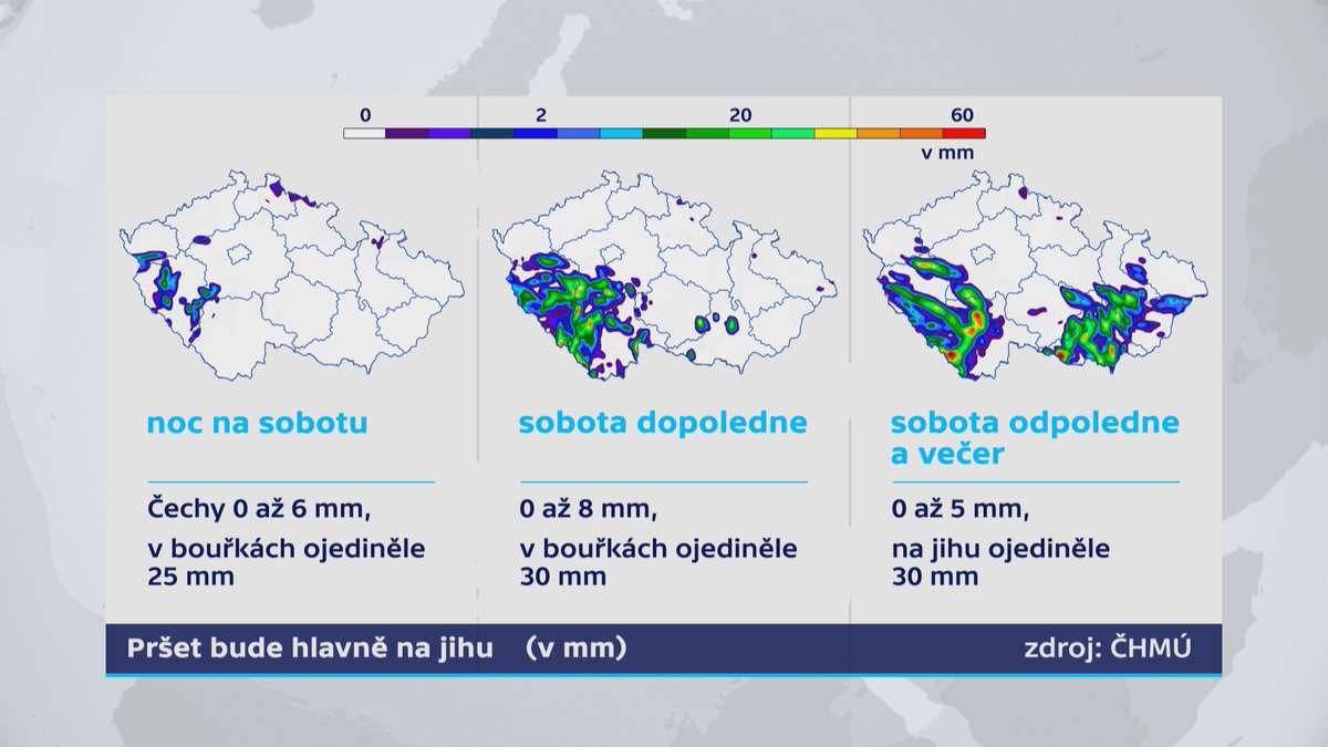 Jestli čekáte že zrovna u vás zítra zaprší, máte větší šanci na jihu než na severu