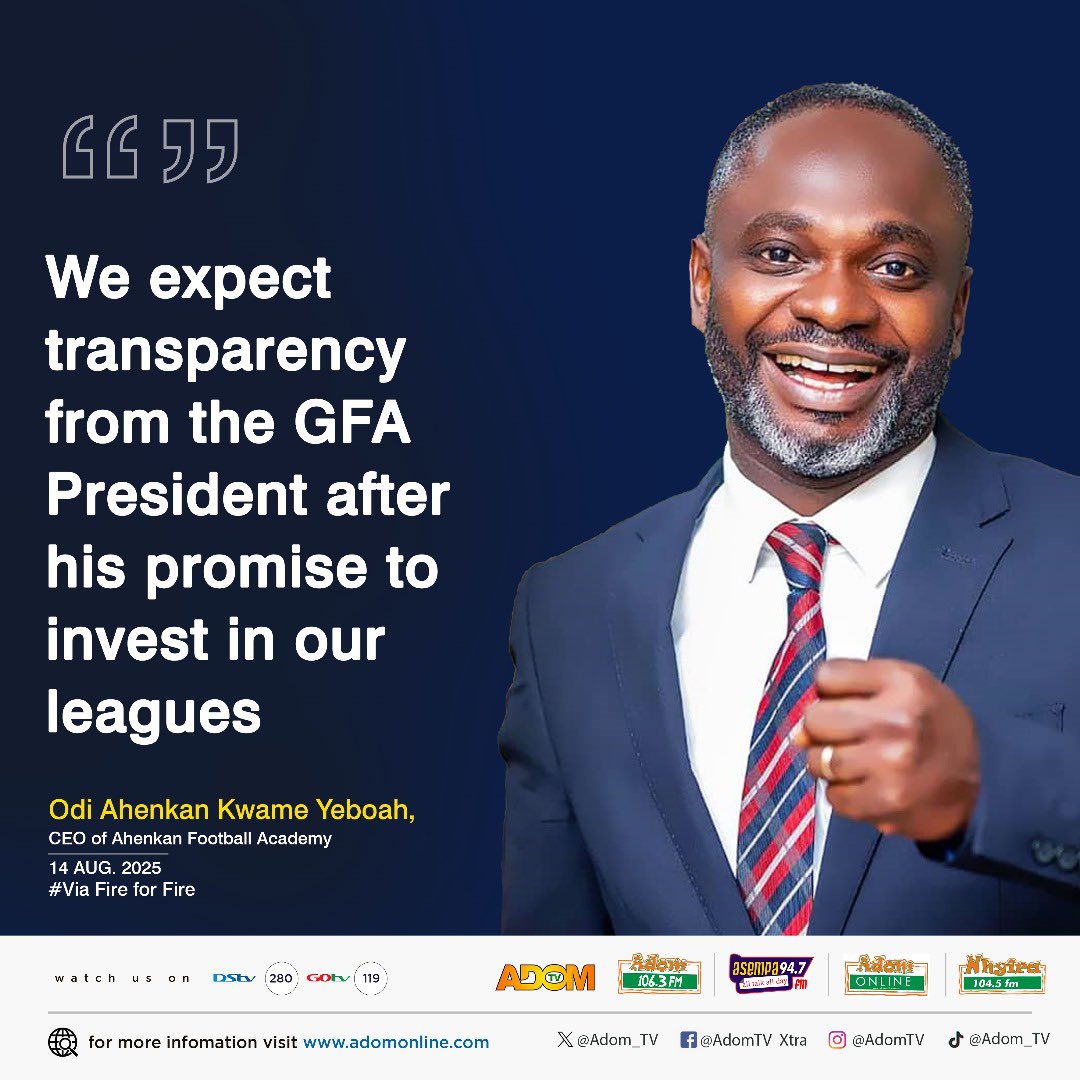 KOBBY__STONNE's tweet image. 🔥 Odi Ahenkan Kwame Yeboah on #FireForFire with Kobby Stonne:
“Empty stadiums for Kotoko &amp;amp; Hearts is sad.”
 “National teams shine only when local leagues are strong.”
“GFA must be transparent with league investments.”

#AdomTV #AsempaFM #AsedaFM #GhanaFootball
