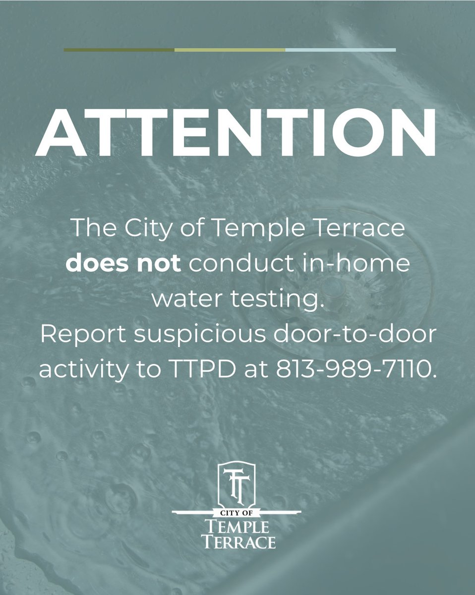 Water Testing Scam Alert We’ve received reports of individuals going door-to-door claiming they need to “test the water” for the City. This is not a City service. 
More info: 🔗 bit.ly/WaterScamAlert