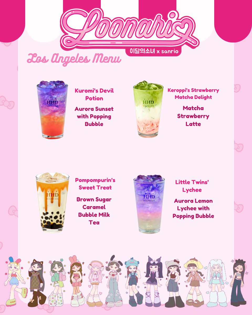 🌙LOONA x SANRIO🌙

hey los angeles orbits!🎀

get excited for the special menu at heuk hwa dang! what are you most excited to try?