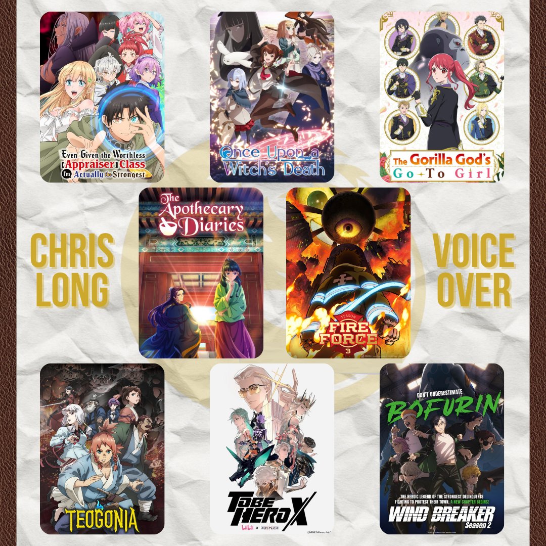 I am super late announcing these, but I just wanted to do a quick roundup of all the shows I had the pleasure of providing additional voices in last season. Thank you to all the Directors, Engineers, and fellow Actors who helped make these shows! Check them out on <a href="/Crunchyroll/">Crunchyroll</a>!
