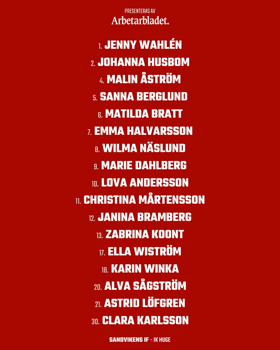 Sandvikens IF (@sandvikensif) on Twitter photo 🔙 Halvarsson är tillbaka efter sin skada!
🇵🇪 Truppen till morgondagens gästrikederby mot IK Huge. Avspark 13:00 på Jernvallen.
🤝 Truppen presenteras av <a href="/ABnyheter/">Arbetarbladet</a> 🔙 Halvarsson är tillbaka efter sin skada!
🇵🇪 Truppen till morgondagens gästrikederby mot IK Huge. Avspark 13:00 på Jernvallen.
🤝 Truppen presenteras av <a href="/ABnyheter/">Arbetarbladet</a>