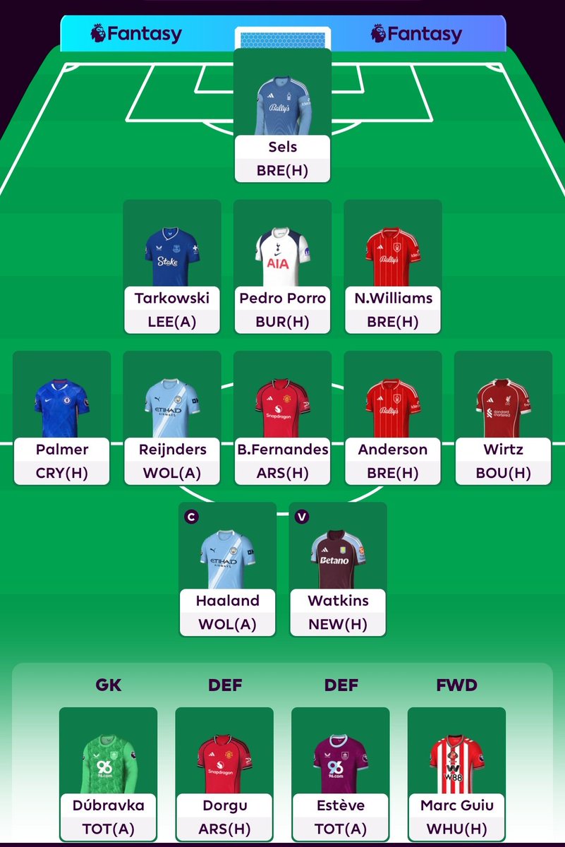 Finally new season starts!⚽️🎉
#GW1 
🌍 1
🪖 Haaland

Didn't change much about this team been 2 week, only do Sanchez to Sels just now, hope it works fine lol.
Of course, no Salah will cost damage everyweek🥲

Let's share your gw1 team guys!!!⚽️⚽️⚽️

#FPL #FPLCommunity