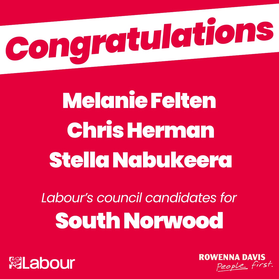 🎉 Congratulations to our newly selected Labour candidates for South Norwood!

Ready to work hard for our community and put the people of South Norwood first. 🌹 #Labour