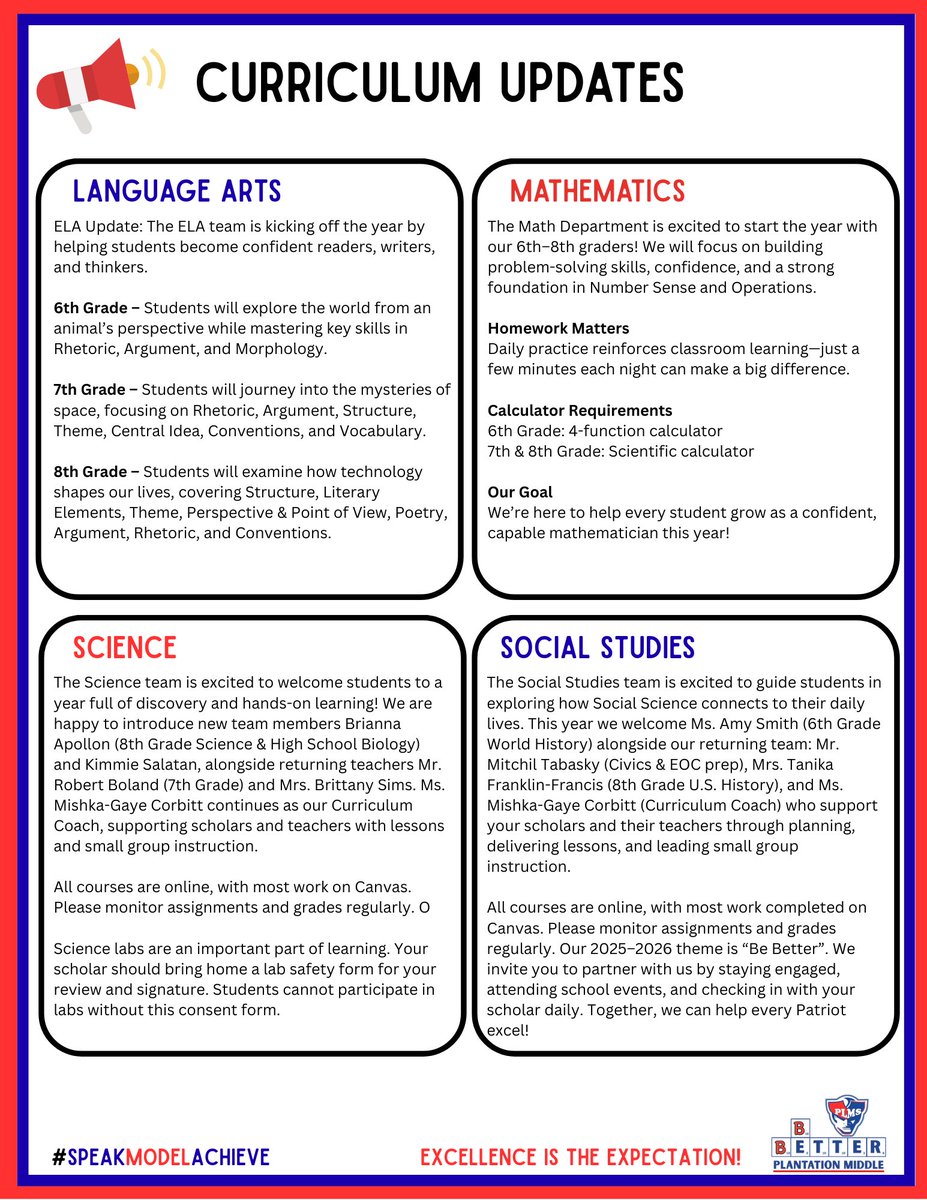 Plantation_MS's tweet photo. It’s here! 🎉 The first Patriot Quarterly of the 2025–2026 school year is hot off the press. 📚✨ Catch up on all the news, events, and celebrations , and stay in the loop as we work together to Be Better every day! 💙❤️ #PatriotPride #BeBetter #InTheKnow @BCPSCentral https://t.co/PASIerXgxN