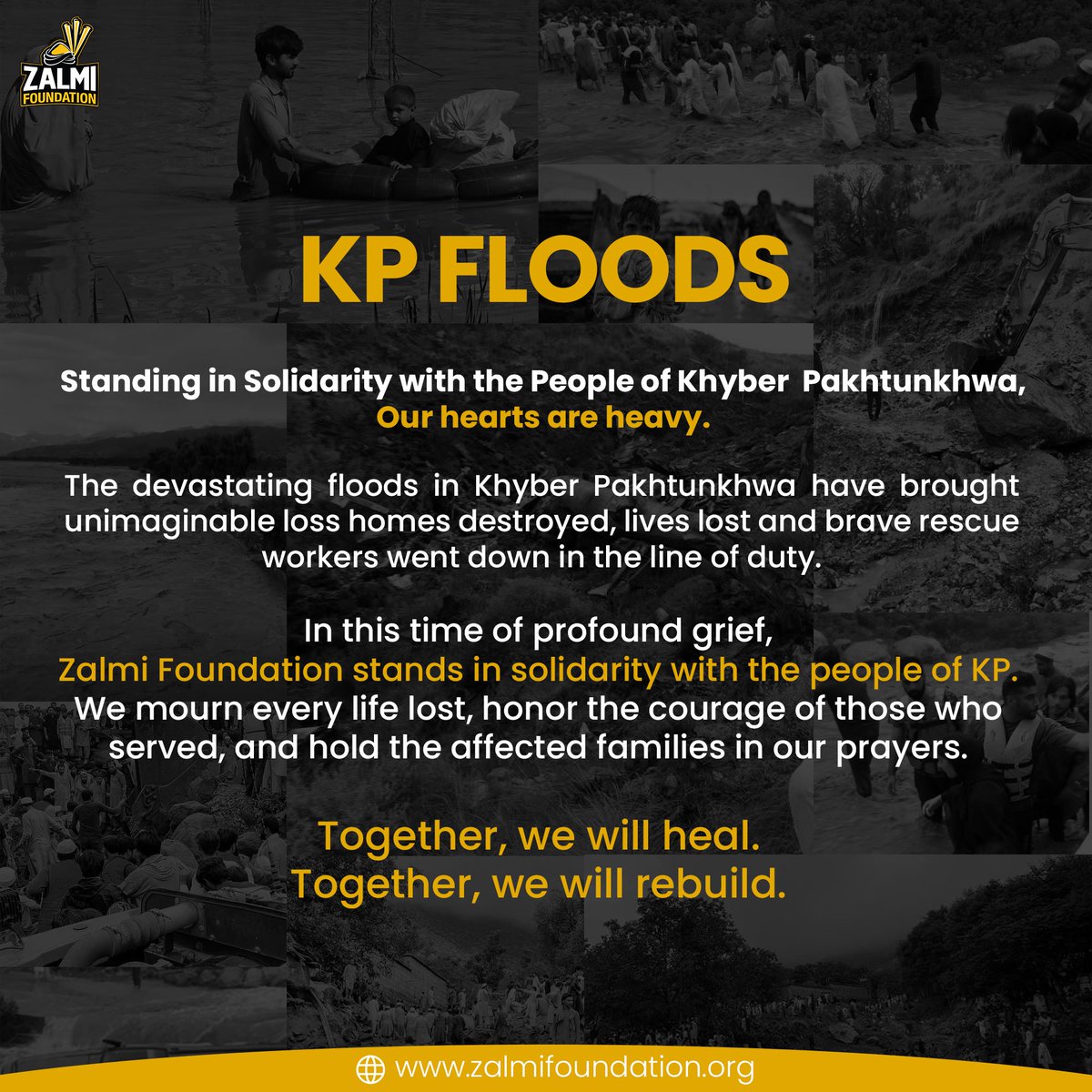 Zalmi Foundation (@foundationzalmi) on Twitter photo In this moment of loss and devastation, Zalmi Foundation stands united with the people of Khyber Pakhtunkhwa. ๐คฒ
๐๐จ๐ ๐๐ญ๐ก๐๐ซ, ๐ฐ๐ ๐ฐ๐ข๐ฅ๐ฅ ๐ก๐๐๐ฅ. ๐๐จ๐ ๐๐ญ๐ก๐๐ซ, ๐ฐ๐ ๐ฐ๐ข๐ฅ๐ฅ ๐ซ๐๐๐ฎ๐ข๐ฅ๐ ๐
#Zalmi #ZalmiFoundation #KPFloodRelief #PrayersForKP #StandWithKP In this moment of loss and devastation, Zalmi Foundation stands united with the people of Khyber Pakhtunkhwa. ๐คฒ
๐๐จ๐ ๐๐ญ๐ก๐๐ซ, ๐ฐ๐ ๐ฐ๐ข๐ฅ๐ฅ ๐ก๐๐๐ฅ. ๐๐จ๐ ๐๐ญ๐ก๐๐ซ, ๐ฐ๐ ๐ฐ๐ข๐ฅ๐ฅ ๐ซ๐๐๐ฎ๐ข๐ฅ๐ ๐
#Zalmi #ZalmiFoundation #KPFloodRelief #PrayersForKP #StandWithKP