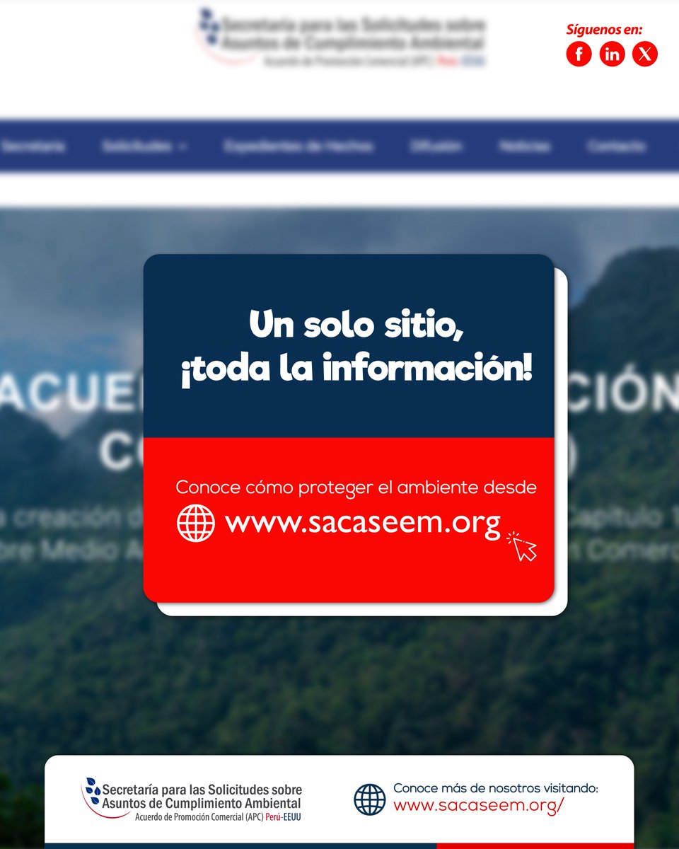 Saca_Seem's tweet photo. 🌎 En https://t.co/TzhzVxgDFe encontrarás todo lo relacionado a nuestras funciones, el procedimiento para presentar una Solicitud, y las herramientas que promovemos para garantizar el cumplimiento de las leyes ambientales.

📲 ¡Ingresa, explora y comparte!

#SACA #OEA #NuevaWeb https://t.co/RwbB7U0TiL
