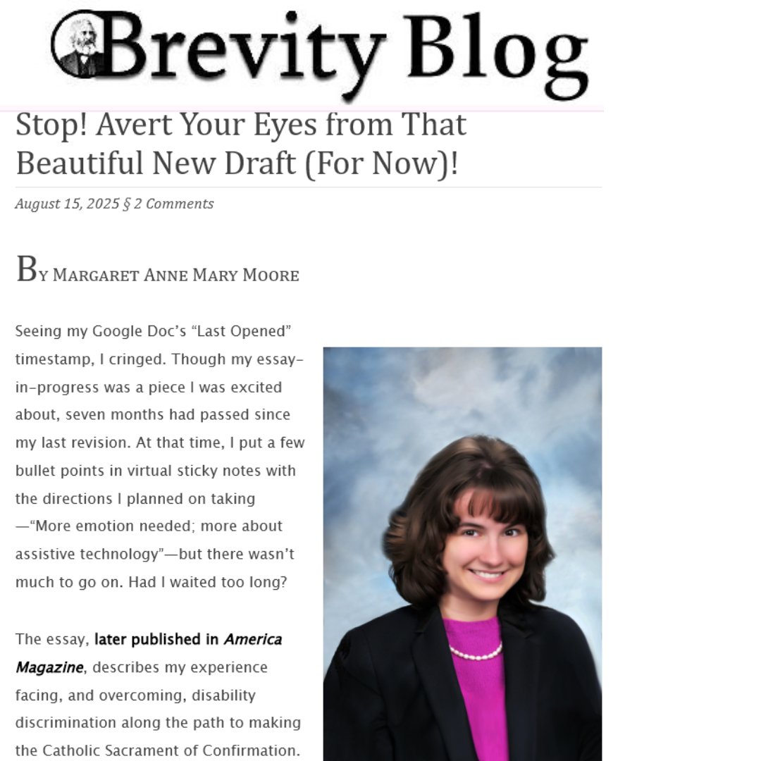 "Averting my eyes from my works-in-progress, I’m told, seems counterproductive. This, though, grants me the opportunity to discern optimal measures for refining my work into the best version it can be."

My #essay featured on <a href="/brevitymag/">Dinty W. Moore</a>'s Blog:
bit.ly/3UQblVr

#writing