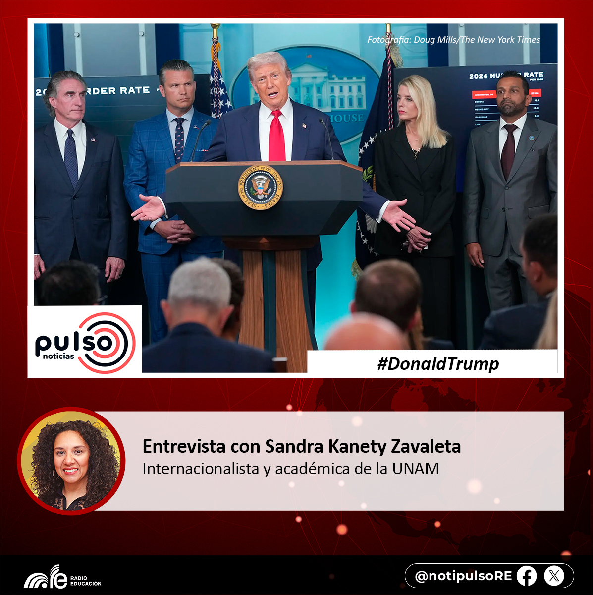 Pulso Noticias de Radio Educación (@notipulsore) on Twitter photo En entrevista para #PulsoNoticias de <a href="/RadioEducacion/">Radio Educación</a>, Sandra Kanety Zavaleta habló sobre la relación entre México y EEUU en materia de seguridad y las recientes declaraciones de #DonaldTrump afirmando que México y Canadá hacen lo que él dice.
Escúchala ⬇️
e-radio.edu.mx/Noticiarios-pu… En entrevista para #PulsoNoticias de <a href="/RadioEducacion/">Radio Educación</a>, Sandra Kanety Zavaleta habló sobre la relación entre México y EEUU en materia de seguridad y las recientes declaraciones de #DonaldTrump afirmando que México y Canadá hacen lo que él dice.
Escúchala ⬇️
e-radio.edu.mx/Noticiarios-pu…