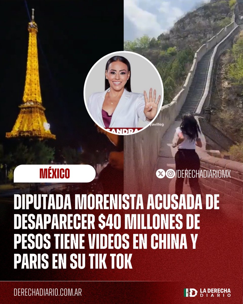🚨🇲🇽🇫🇷🇨🇳🇧🇪 | SINVERGÜENZA: La diputada morenista Sandra Anaya Villegas, denunciada en la fiscalía por desaparecer $40 millones de pesos durante la administración del presunto violador Cuauhtémoc Blanco en Morelos, derrocha dinero en lujosos viajes a Francia, China y Bélgica.