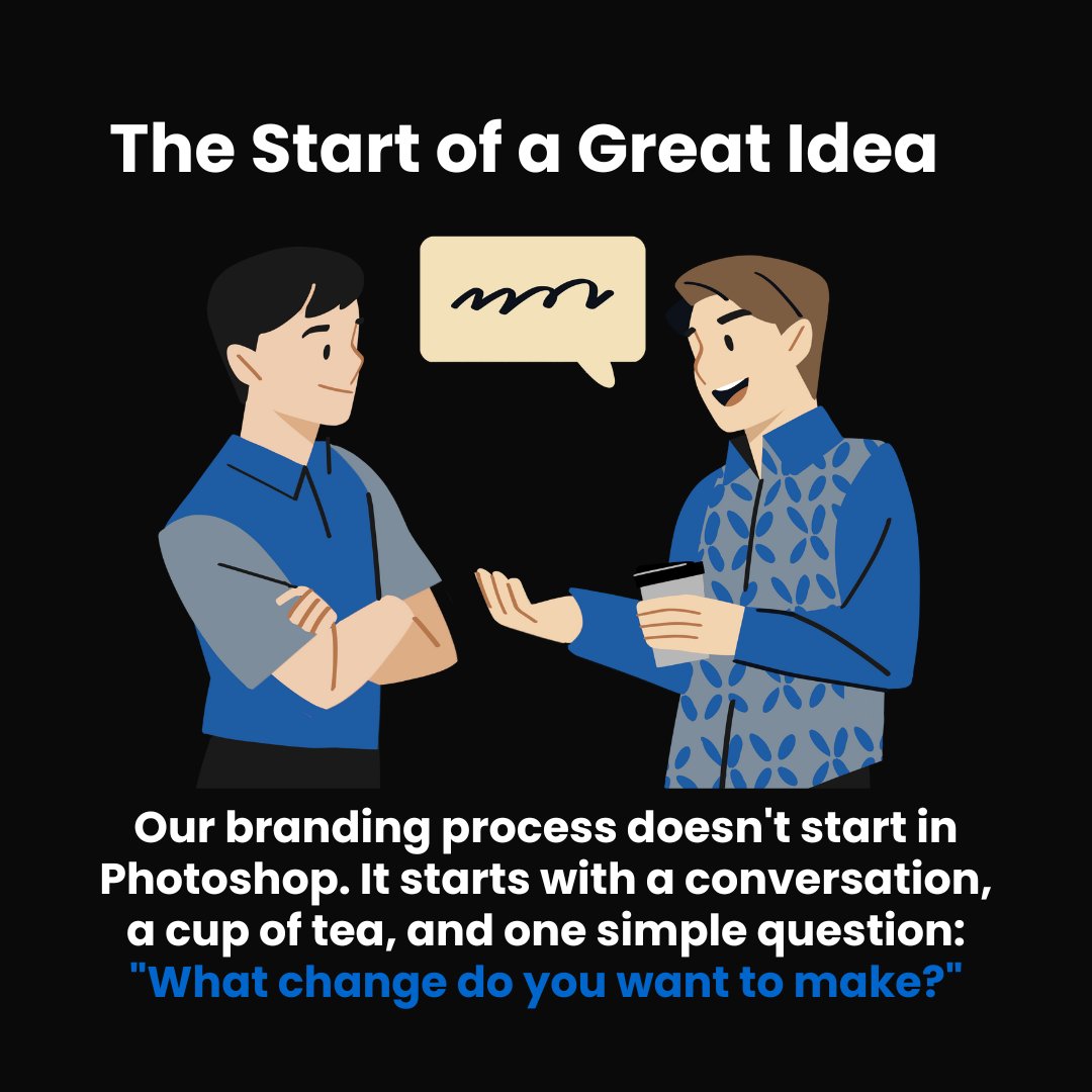 Our branding process doesn't start in Photoshop. It starts with a conversation, a cup of tea, and one simple question: "What change do you want to make?" 

The magic happens from there. 

#CreativeProcess #BelfastCreative #BrandingAgency