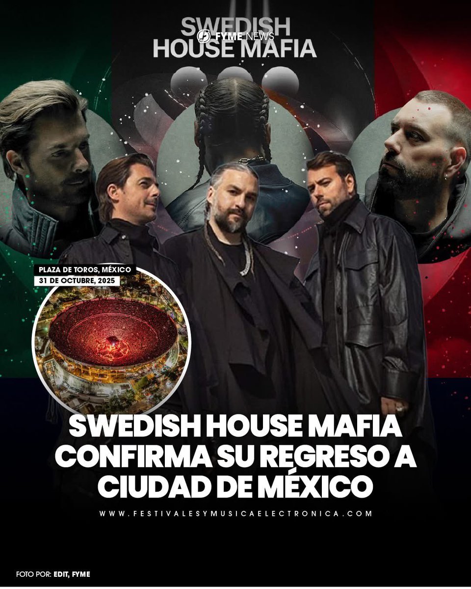 Ya es OFICIAL!!!🇲🇽⚪️⚪️⚪️

Swedish House Mafia regresan a la Ciudad de México el 31 de Octubre en la Plaza del Toro. 🤩

Los boletos estarán disponibles a partir del 20 de Agosto por Ticketmaster. 🎟️

#swedishhousemafia