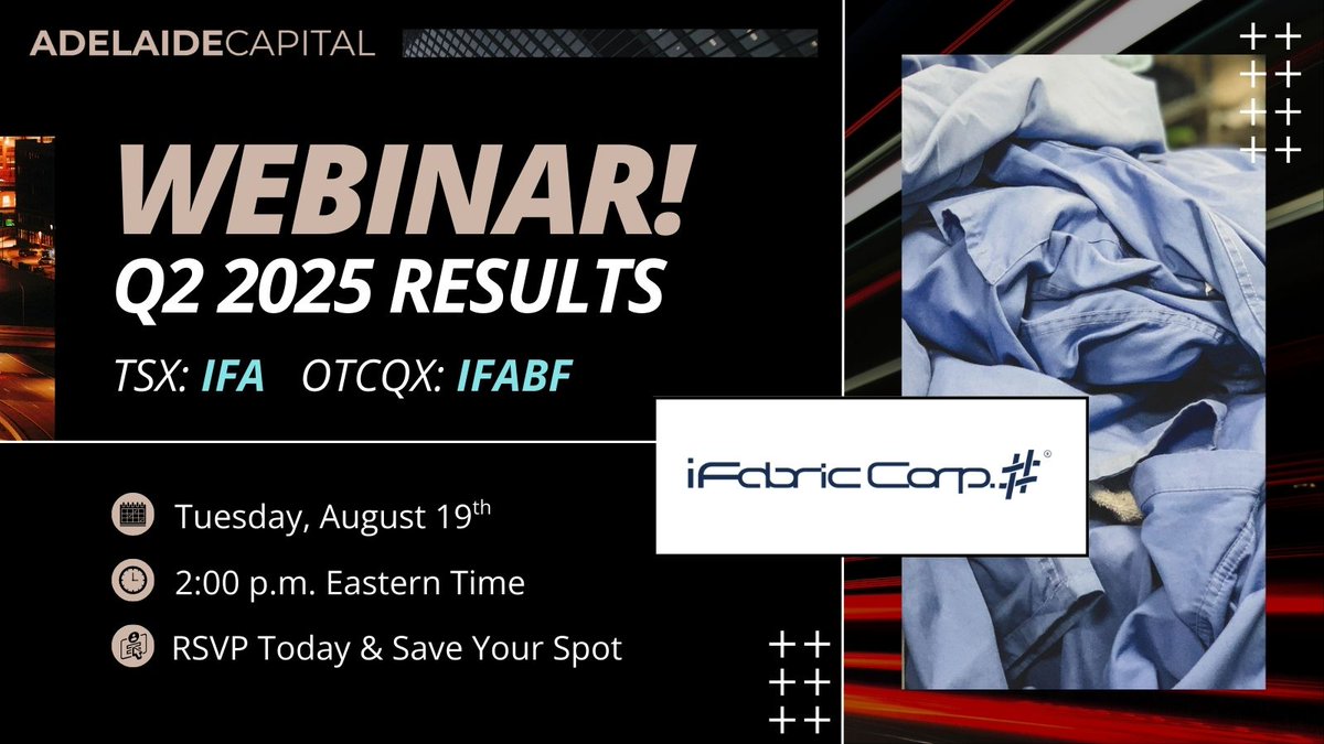 Join us for an exclusive webinar with <a href="/iFabricCorp/">iFabric Corp (TSX: IFA) (OTC: IFABF)</a>!

Discover how this innovative Canadian company is driving growth through two strategic divisions.

📍 REGISTER: us02web.zoom.us/webinar/regist…