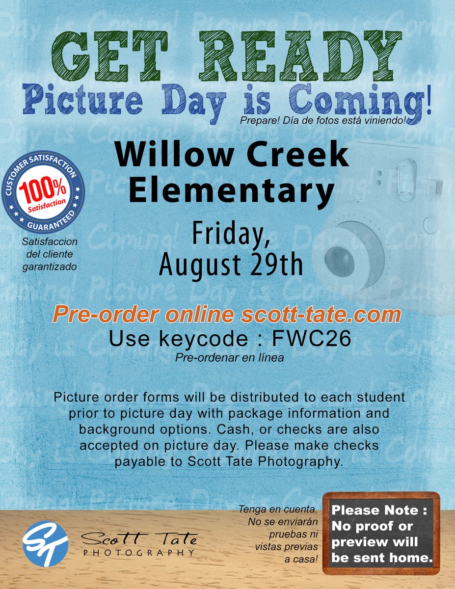 Scott Tate Photography (@scotttatephoto) on Twitter photo Welcome Back, Cardinals! Fall Picture Day is next week. It is super easy to pre-order online at scott-tate.com using your school's code.
NOTE: NO PROOF for Fall
<a href="/HumbleISD/">Humble ISD</a> <a href="/HumbleISD_WCE/">Willow Creek Elem</a>
#STPhoto #schoolpictureday #cameraready Welcome Back, Cardinals! Fall Picture Day is next week. It is super easy to pre-order online at scott-tate.com using your school's code.
NOTE: NO PROOF for Fall
<a href="/HumbleISD/">Humble ISD</a> <a href="/HumbleISD_WCE/">Willow Creek Elem</a>
#STPhoto #schoolpictureday #cameraready