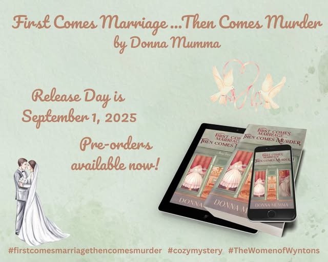 friscea's tweet photo. Something strange is happening with the local brides. Some are being murdered and there is a common element in the cases—they all bought their dresses from bridal dress designer, Miss Vivien at Wynton's Department Store's Bridal shop. How could this be?
Pre-order on Amazon https://t.co/JPTvMWyi4E