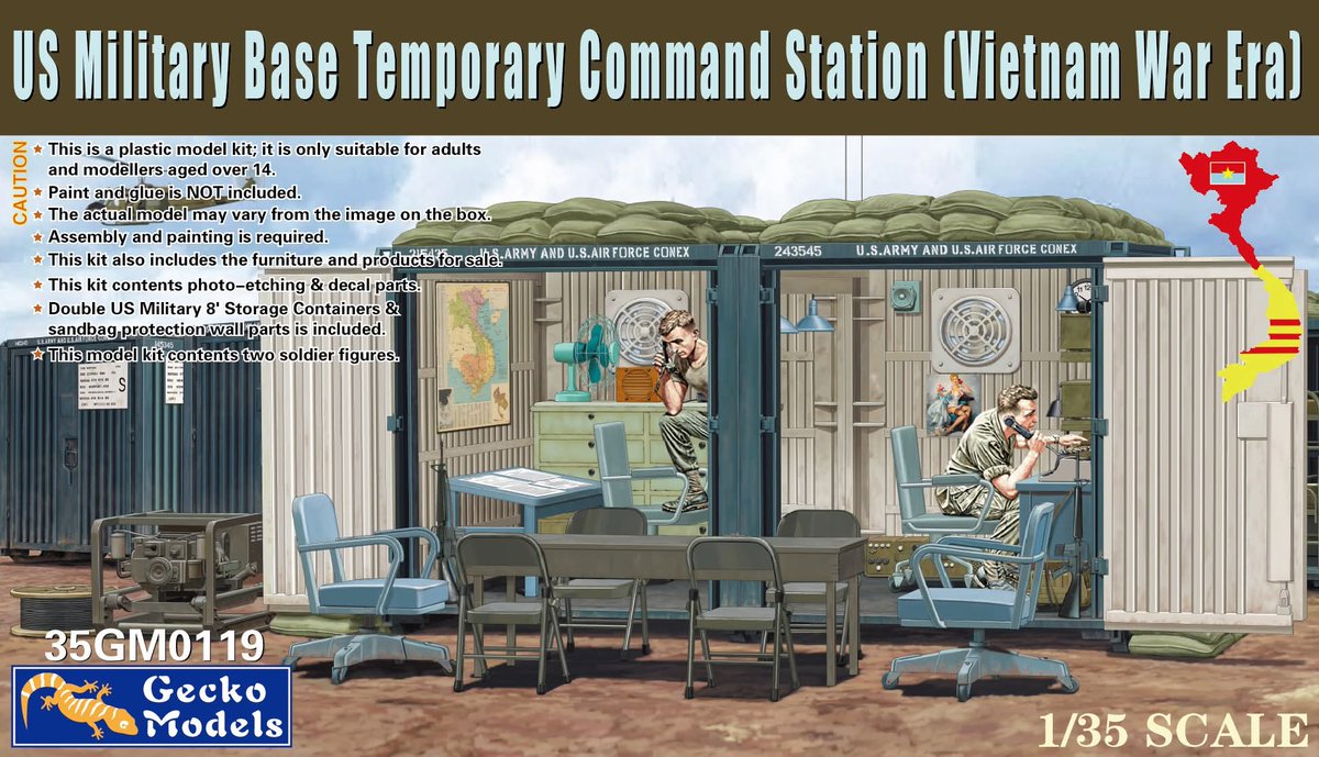 ModelscaleBrig1's tweet photo. New 1/35 scale US Military Base Temporary Command Station (Vietnam War Era)...
#geckomodels, #35GM0119, #new, #newitem, #plamodel, #plasticmodels, #scalemodels, #modelkits, #modelminiature, #militiarymodels, #scalemodelsworld, #modellbau, #modelismo, #プラモデル https://t.co/q2qNIlJr6S