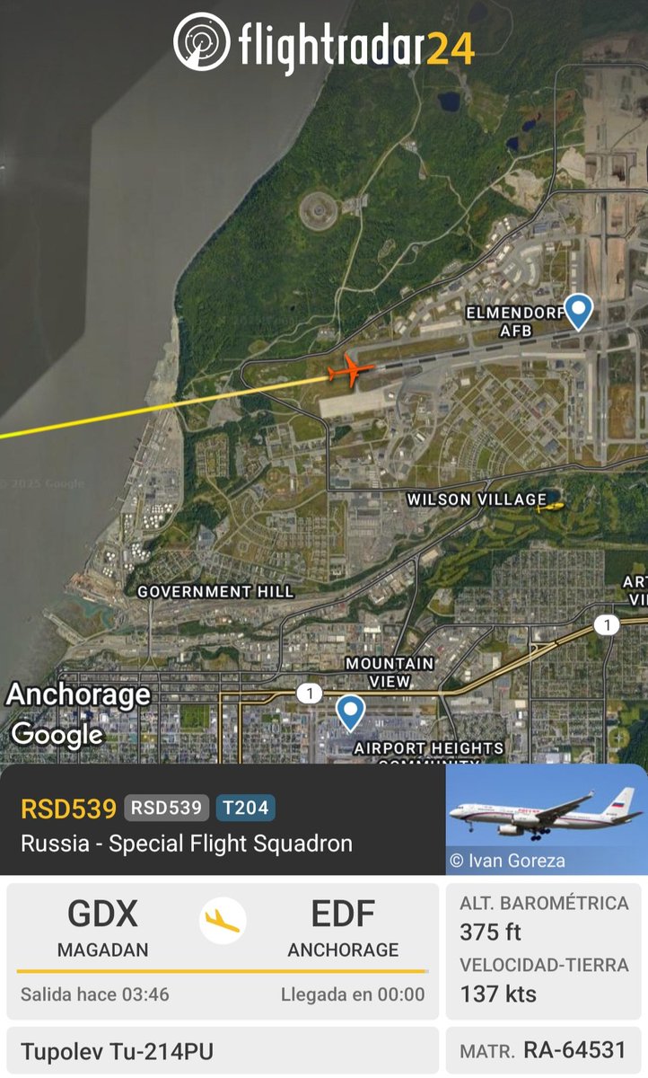 BREAKING!
Son las 11:46 AM en CDMX y el Tupolev Tu-21 que transporta a Putin está por aterrizar en Alaska,sede de la histórica cumbre entre <a href="/realDonaldTrump/">Donald J. Trump</a> y el presidente ruso El mundo atento aeste inesperado cara a cara en territorio estadounidense. #Putin #Trump #CumbreAlaska