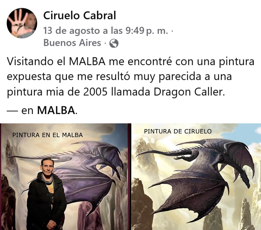 "Ciruelo":
Por la publicación de Ciruelo Cabral sobre una pintura expuesta en el MALBA