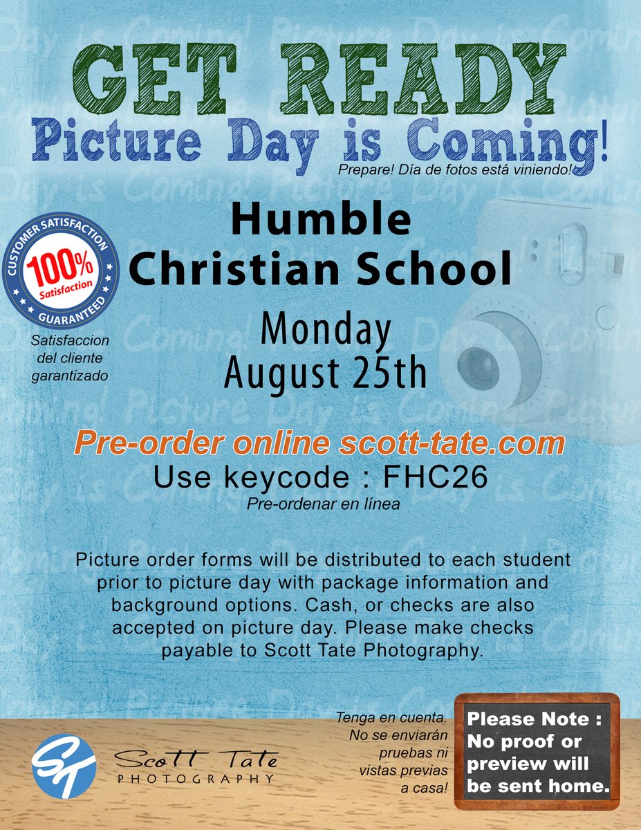 Scott Tate Photography (@scotttatephoto) on Twitter photo Welcome Back, Cougars! Fall Picture Day is next week. It is super easy to pre-order online at scott-tate.com using your school's code.
NOTE: NO PROOF for Fall
<a href="/humblecs/">Humble Christian Sch</a>
#STPhoto #schoolpictureday #cameraready Welcome Back, Cougars! Fall Picture Day is next week. It is super easy to pre-order online at scott-tate.com using your school's code.
NOTE: NO PROOF for Fall
<a href="/humblecs/">Humble Christian Sch</a>
#STPhoto #schoolpictureday #cameraready