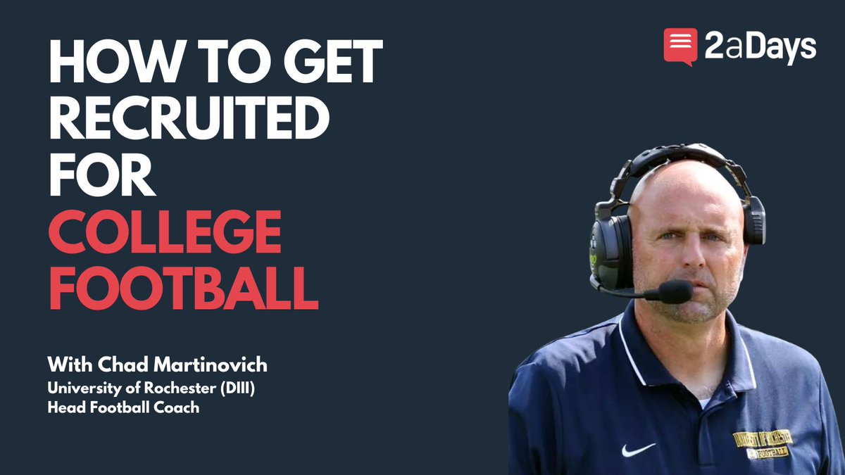 .<a href="/ChadMartinovich/">Chad Martinovich</a> is the head #coach for <a href="/UofRFootball/">Rochester Football</a>. Known for his strategic approach &amp; commitment to building competitive teams, he provided us with valuable insights into what high school athletes need to get noticed &amp; succeed at the college level: bit.ly/3HnOY6x