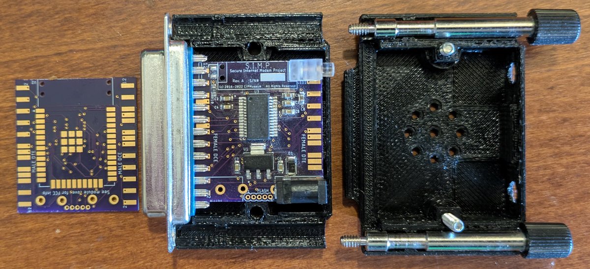 CosmacG's tweet image. I made something like that a few years back but never saw enough market to bother to commercialize it. I used a MAX3237 because I am an RS232 purist and I wanted to have ALL the control signals including Ring Indicator for faithful Hayes modem emulation. I designed the board with…