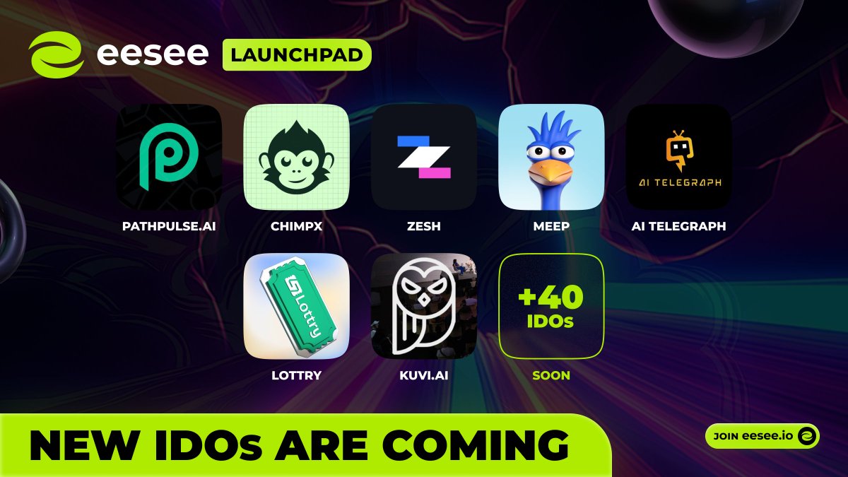 The market has slowed down, but the eesee team hasn’t! 😉

Get ready for the next wave of 45+ IDOs on eesee — featuring projects with proven traction, strong backing, and products already in motion 🔥

Here are a couple of upcoming ones 👇