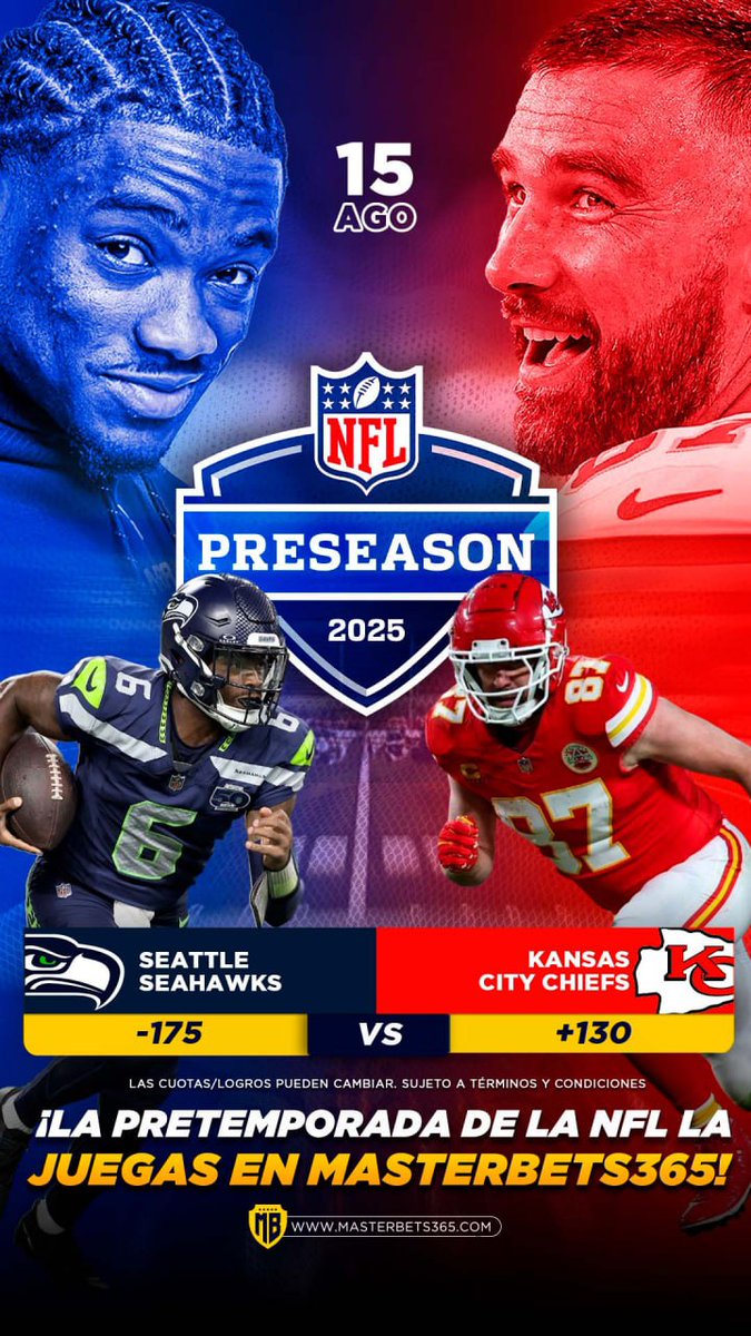 Se juega la pretemporada de la NFL. Y puedes hacer tus jugadas en @mastbets365

Regístrate con mi link

mb365.pro/PARLEYVEN