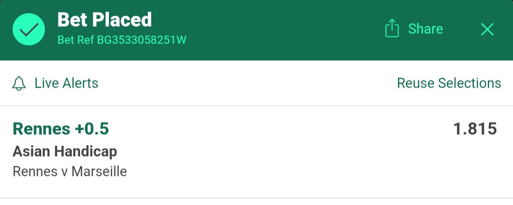 Rennes vs Marseille Ligue 1 opener.

Everything points to a tight, heated battle here. Market movement and matchup data suggest this could easily end in a draw. Backing Rennes +0.5 keeps us covered if it does.

good luck ✌🏽