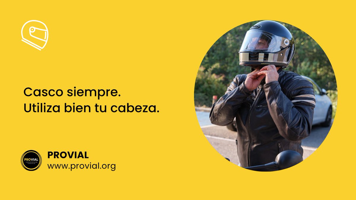 #Provial | 🛵 Casco obligatorio
El casco no es por si te paran, es por si te caes. Llevarlo bien abrochado en moto o ciclomotor reduce lesiones graves. 
Protege lo que no puedes reemplazar: tu cabeza. #SeguridadVial