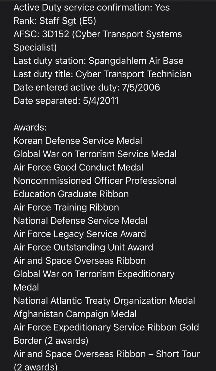 BREAKING: <a href="/Militarydotcom/">Military.com</a> has acquired an Air Force service record matching with Sean Charles Dunn, the 37-year-old DOJ employee and veteran accused of assaulting a federal officer by throwing a sandwich at him.

Story to come <a href="/Militarydotcom/">Military.com</a>: