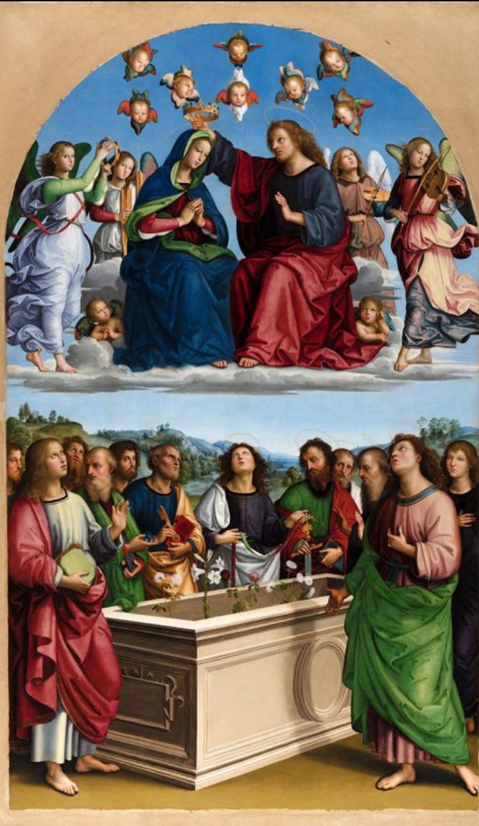 Hoy es la Asunción de la Virgen, fiesta profundamente mediterránea. Rafael Sanzio la imaginó coronada en los cielos (Retablo Oddi, 1502–1504). Y Palestrina con uno de sus más luminosos motetes. 

#AsuncionDeLaVirgenMaria 
#Ferragosto 
#Palestrina500 

👉🏼youtu.be/WhkhAhVBsb0?si…