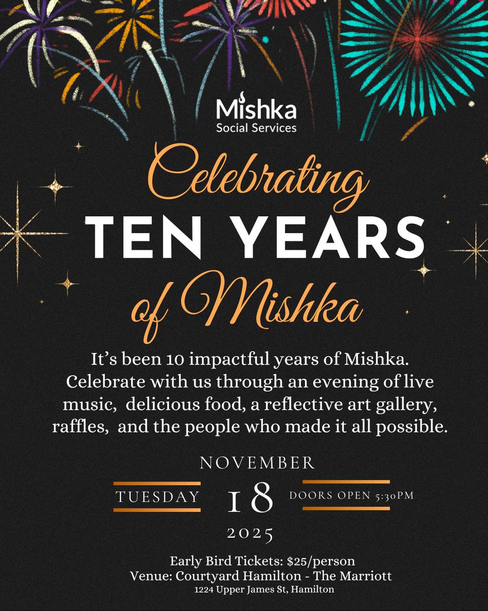 This November, we’re celebrating 10 impactful years of Mishka Social Services! Join us for an evening of reflection, delicious food, and connection with the incredible people who made it all possible. Tickets available through the link in our bio.
