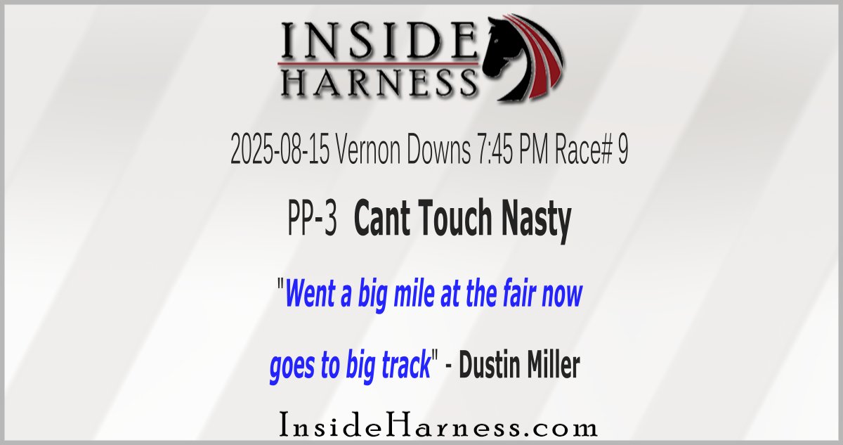 Inside Harness (@insideharness) on Twitter photo <a href="/dustinmiller82/">dustin miller</a> has some trainer comments for a couple racing <a href="/tiogadowns/">Tioga Downs Casino Resort</a> Friday. <a href="/dustinmiller82/">dustin miller</a> has some trainer comments for a couple racing <a href="/tiogadowns/">Tioga Downs Casino Resort</a> Friday.