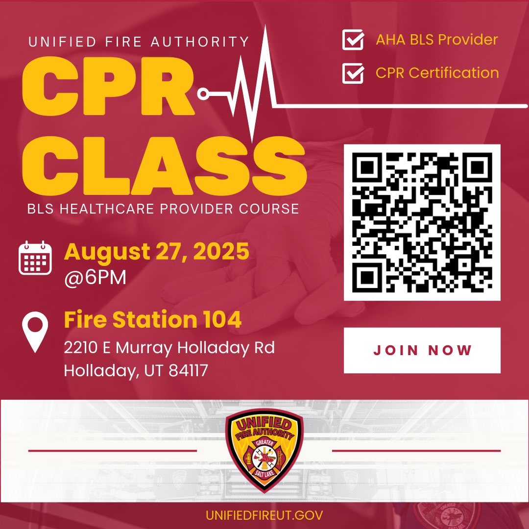 🚨The BLS Healthcare Provider Course 🚨

The certification course we are currently offering in our public classes is Basic Life Support for the Health Care Provider.

🗓 Date: August 27th, 2025 
🕒 Time: 6:00pm
📍 Location: Fire Station 104

Register: bit.ly/4oz9fH3