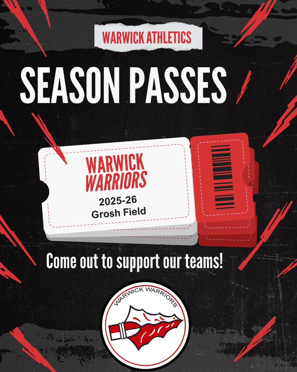 Attention Warrior students, families, and fans: Season passes are now available!
❤️🖤🎟️
#WeAreWarwick

fan.hudl.com/usa/pa/lititz/…