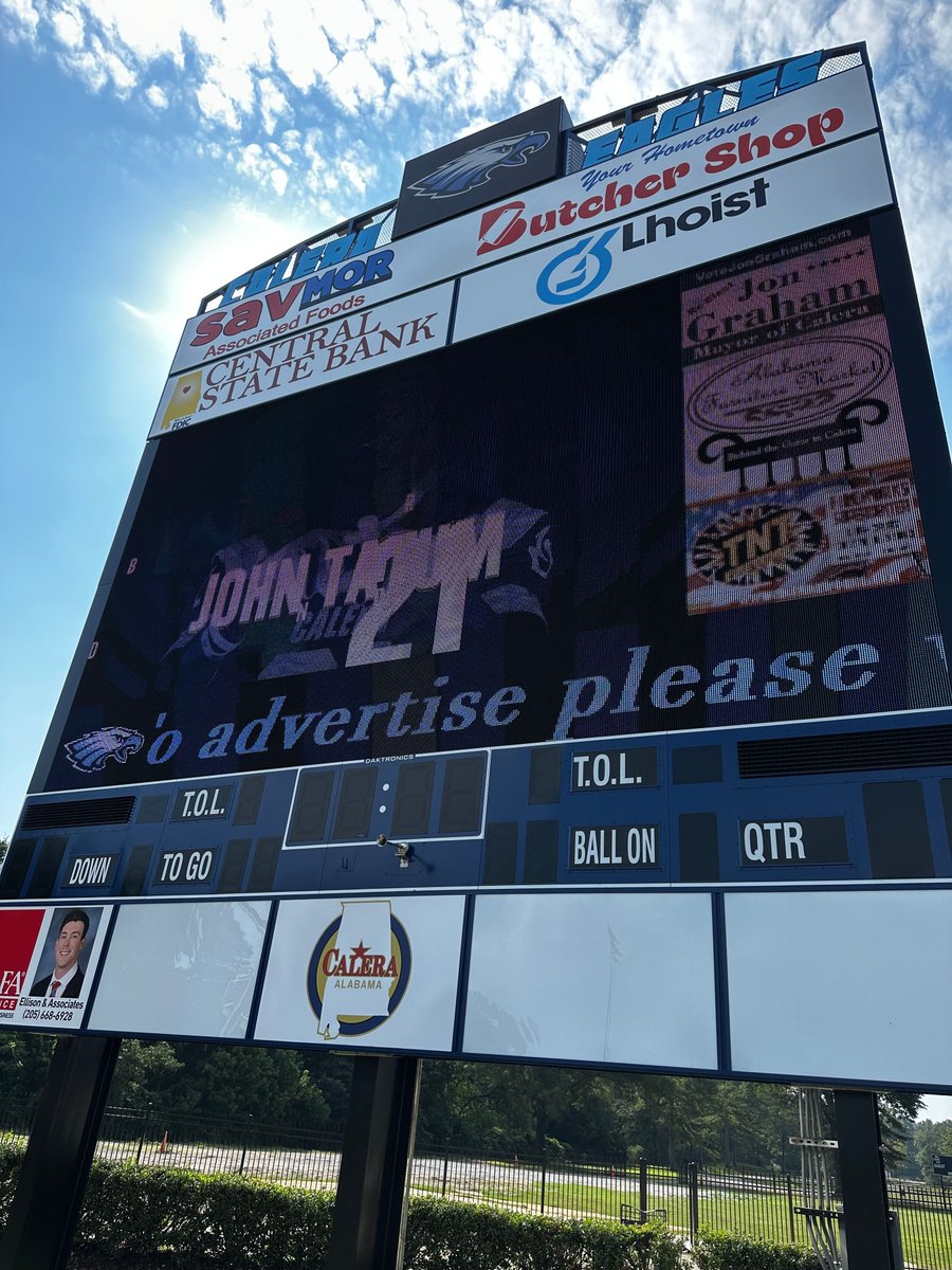 🦅 Still time to sponsor the Eagles!
Get your logo on our NEW jumbotron for Meet the Eagles 🏈
📅 Sat | 5PM intros | 7PM scrimmage
👉 CaleraFootball.com

#GoEagles #MeetTheEagles #EaglePride #FlyAsOne