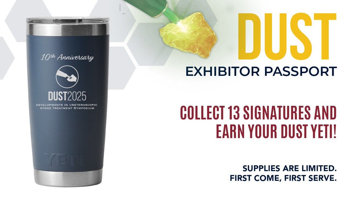 dustcme's tweet image. Don&apos;t forget to visit our exhibitors and collect signatures to earn your limited edition DUST 10 Year Anniversary Yeti! Bring completed forms to the Registration &amp;amp; Information Desk.

#DUST2025 #DUSTCME