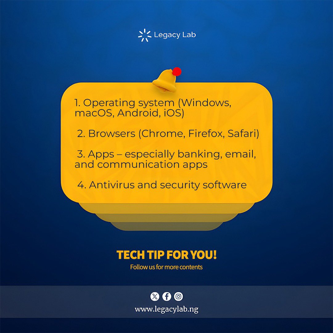 legacylabng's tweet image. Before you skip that update again.remember, it might be the quiet hero saving your data.FridayTechTips gives you the knowledge.

#legacylabng #fridaytechtips #saveyourdata