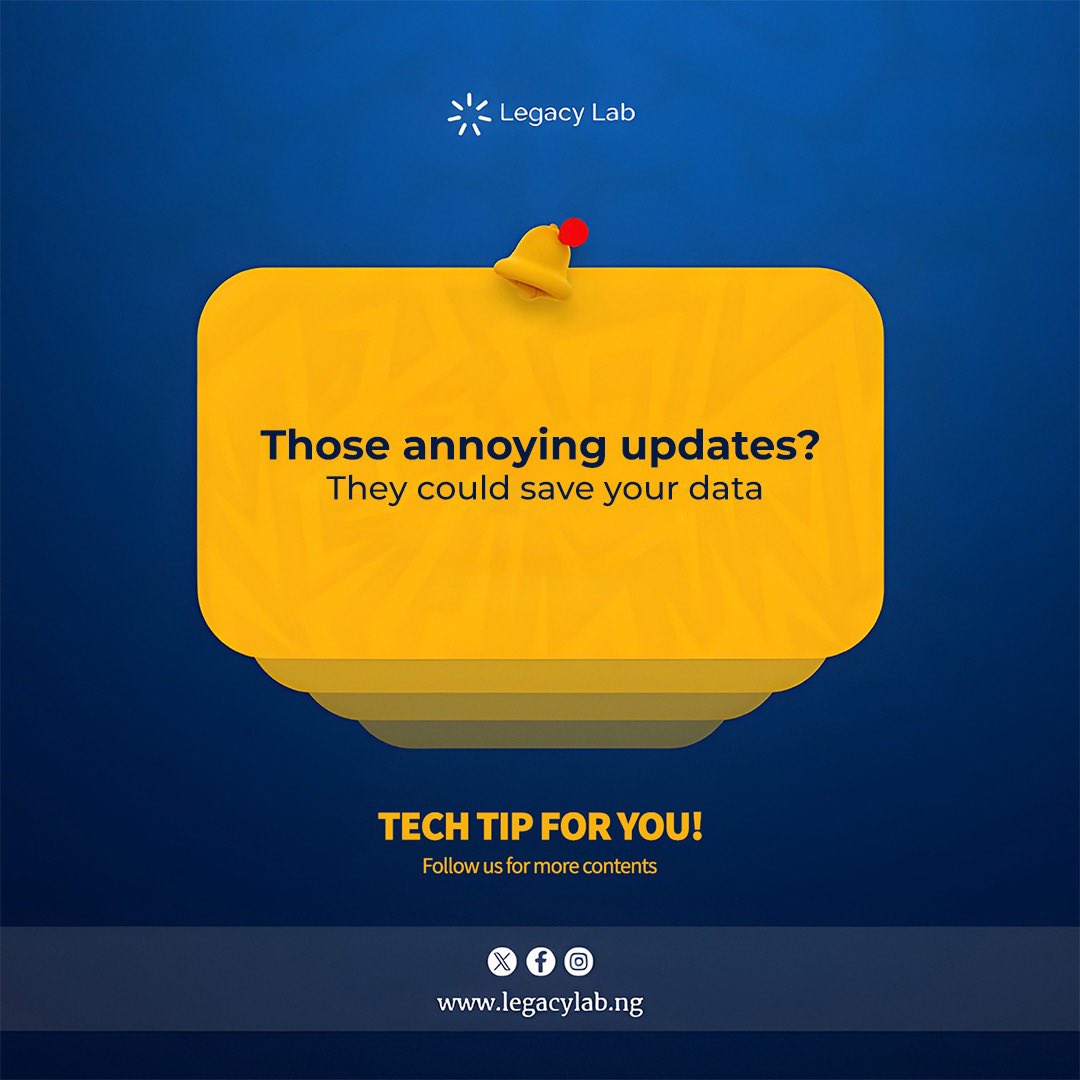 legacylabng's tweet image. Before you skip that update again.remember, it might be the quiet hero saving your data.FridayTechTips gives you the knowledge.

#legacylabng #fridaytechtips #saveyourdata