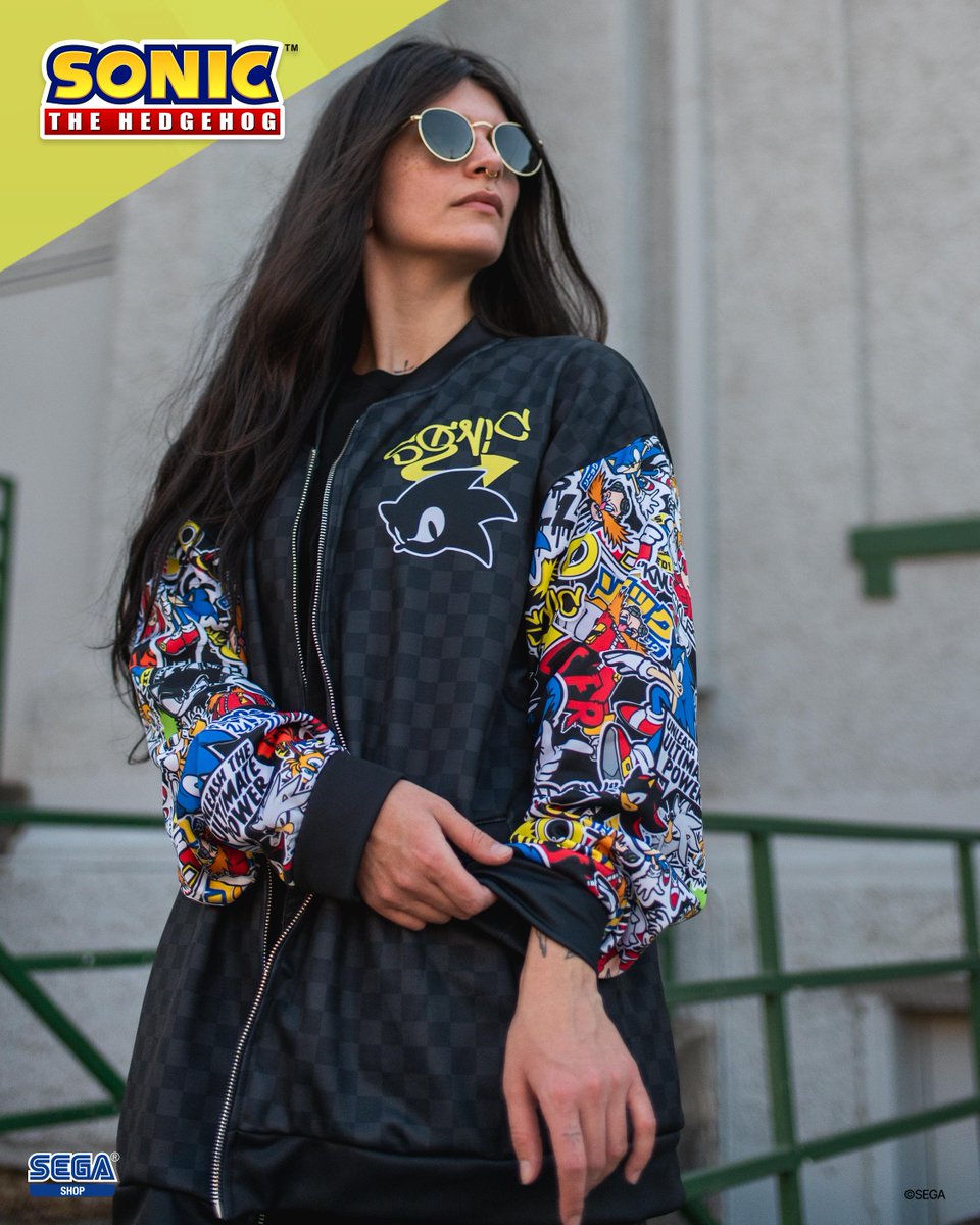 thesegashop's tweet photo. Your new faves. The Sticker Bomb Jacket, Cloudy Night Rouge Tee, Pastel Crossbody Bag, and Ultimate Lifeform Tee. Get yours at https://t.co/Bz8k0MpWYG. Now Shipping Worldwide. 

@SEGA @Sonic_Hedgehog https://t.co/ea2i1NRZPt