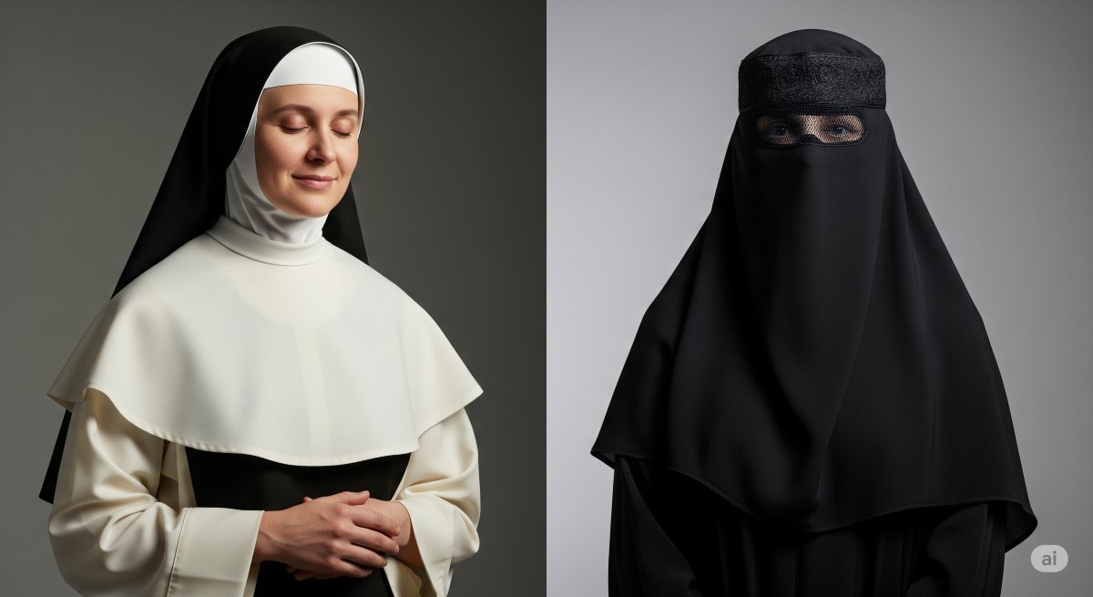 ¿Saben la diferencia entre la mujer que lleva burka o niqab y una monja católica que decide ponerse un hábito? 

La distinción fundamental entre el uso del burka o niqab y el hábito de una monja católica reside en un solo concepto: la libertad. Es algo obvio pero con ocasión de