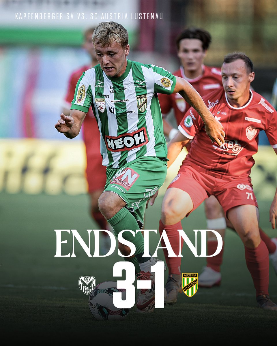 Bitter. Wir kassieren in Unterzahl zwei Treffer in der Nachspielzeit und müssen uns in Kapfenberg geschlagen geben. 😏
________________________
#KSVALU | 3:1 | Endstand