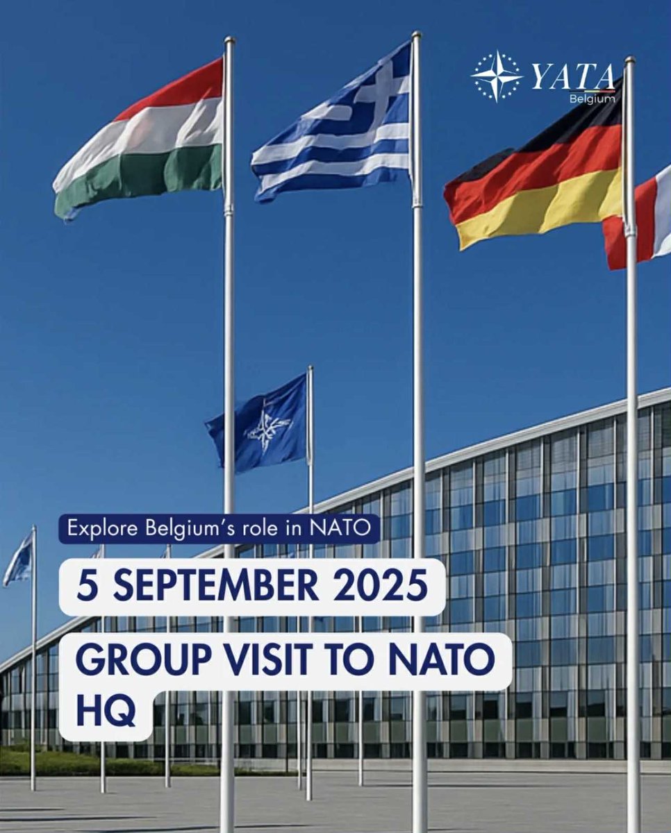 YATA Belgium invites you to an exclusive visit to the Belgian delegation at NATO 🇧🇪

Discover Belgium’s role in the Alliance &amp; explore NATO HQ.

📅 13:30 start — program to follow
🎯 Limited places – priority for members
🔗 Register: shorturl.at/X1gew