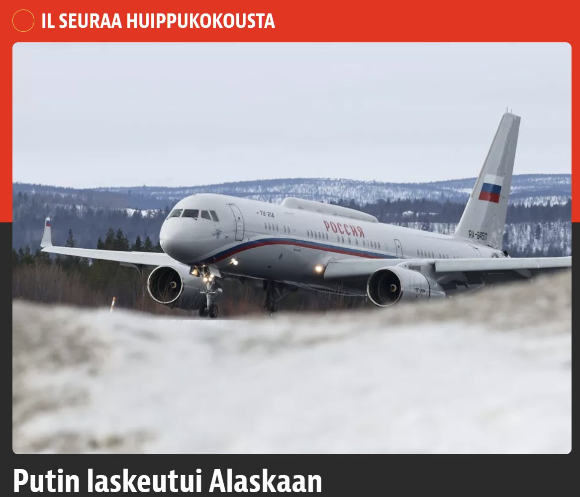 Tuskinpa laskeutui. Ainakaan tuolla koneella vaikka iso osa mediaa vaikuttaa niin luulevan. Putin reissaa IL-96:lla, eikä varmasti ajele Amerikkaan transponderit päällä. 

#justsayin