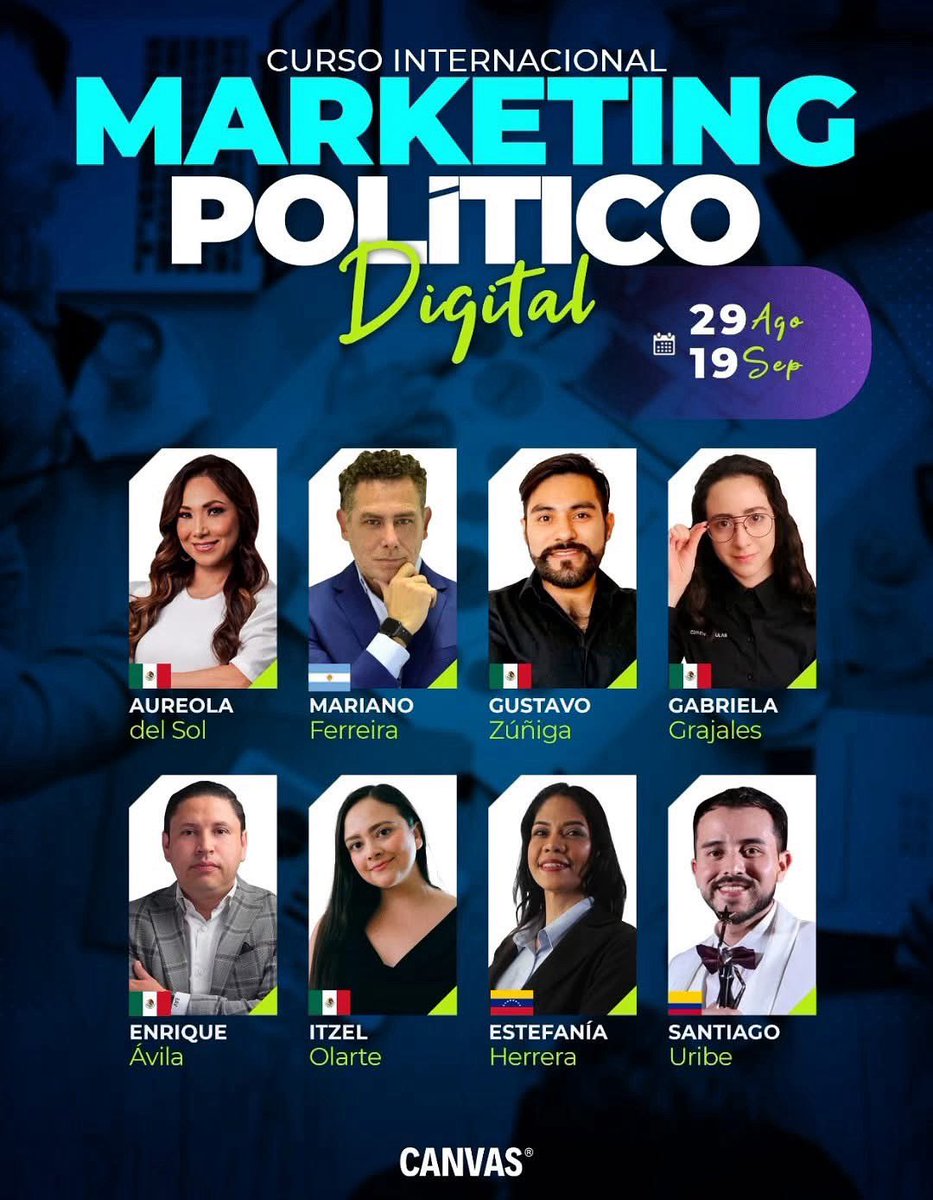 🚀 Les invito a participar de esta gran oportunidad de capacitarse en materia de marketing político digital con <a href="/CanvasAdSchool/">CANVAS</a> 

Las campañas se ganan con investigación, estrategia y una perfecta ejecución presencial y digital. 😉

#ProfesionalizaciónPolítica