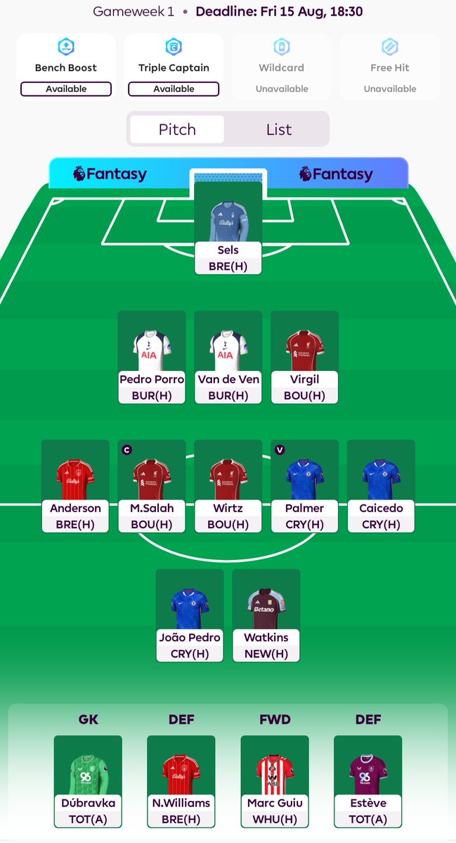 ebfatz's tweet photo. 4.22m was last year's OR!
That's the target to beat this year!
Anything better than that is an improvement on an awful last season.

Welcome back @OfficialFPL
Here's my #GW1 team!
Bring on the trials and tribulations of another #FPL season!

#FPLCommunity https://t.co/OrXssRl7R9