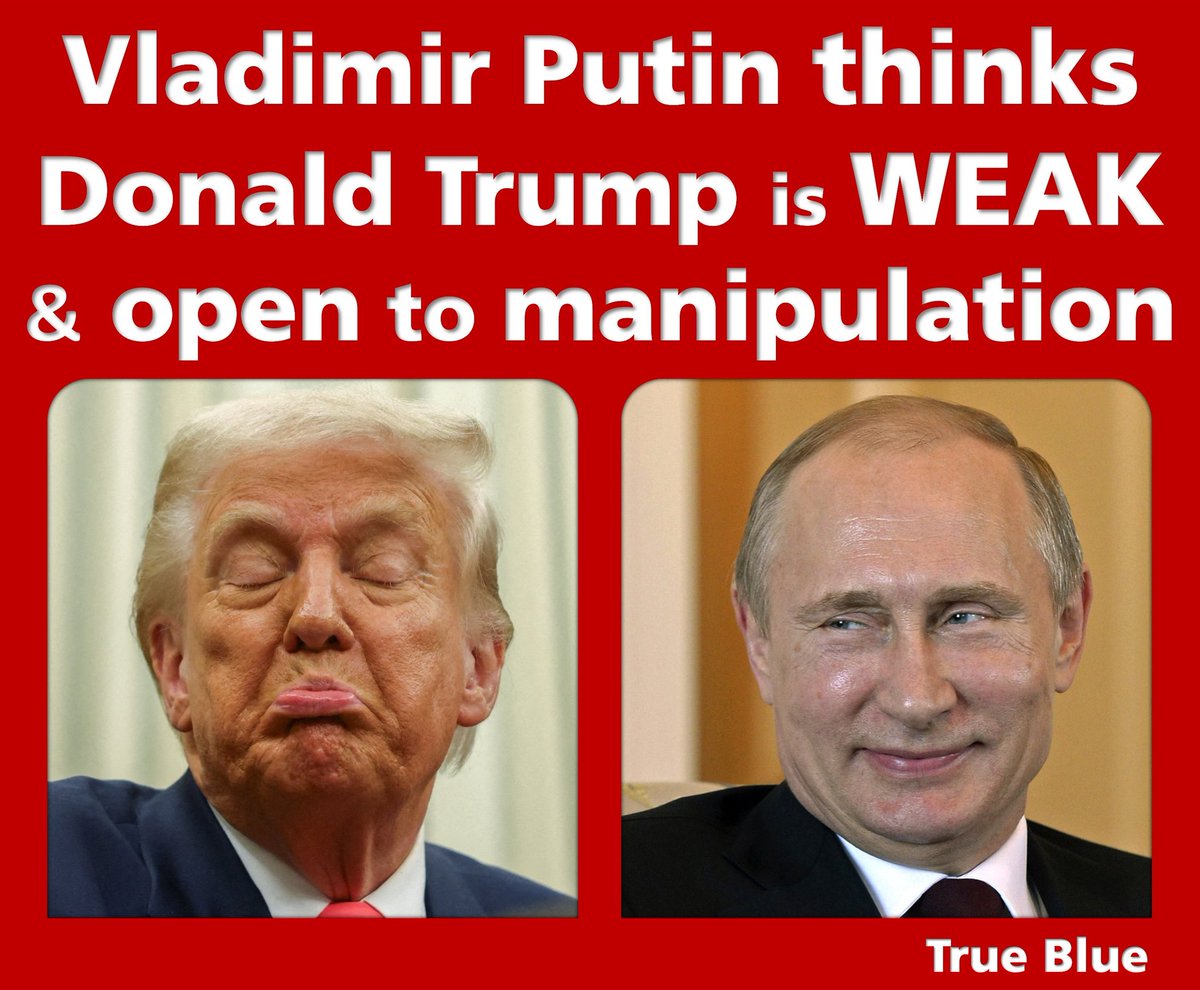 SPBMcKenna's tweet image. Putin will eat him alive!

All Foreign Leaders know that they can easily MANIPULATE Trump with flattery.

To date, Trump’s "Severe Consequences" for Russia has been to penalise every country EXCEPT Russia!

#TrumpIsARussianAsset