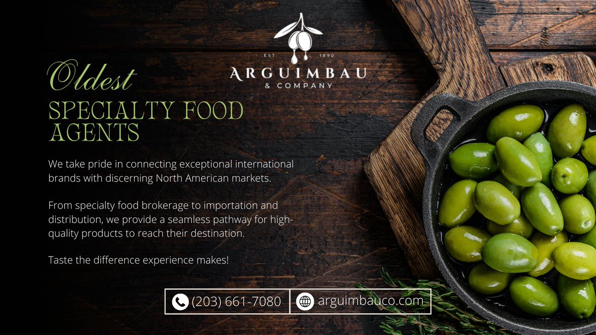 ArguimbauCo's tweet photo. From world-class specialty foods to expert distribution, we’ve been connecting quality products with North America for generations. Taste the difference experience makes. 🌎🍽️

#SpecialtyFood #FoodBrokerage #ImportedFood https://t.co/Y0Ln34Jwf5