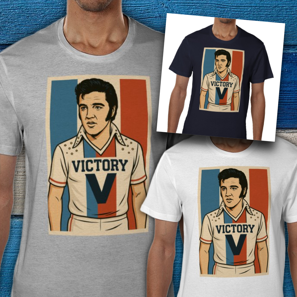 Well this is a bit different!
Had an unusual/niche request recently to design this #Elvis/#EscapetoVictory pic.. seemed to be well received so have now stuck it on some Tees on my site too!
Order here for £20 (incs FREE UK P&amp;P)
🛒 footballart-online.co.uk/browse/cat7543…
Have a great weekend all!